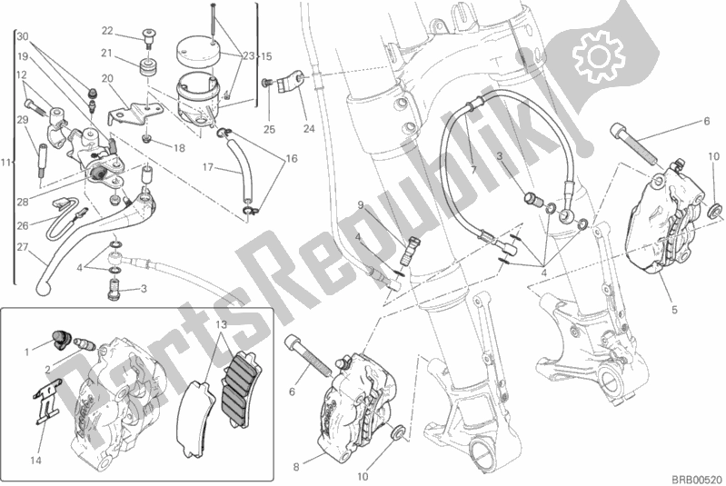 All parts for the Front Brake System of the Ducati Monster 1200 R 2017